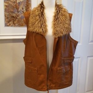 AMI faux leather and fur vest size 2X
